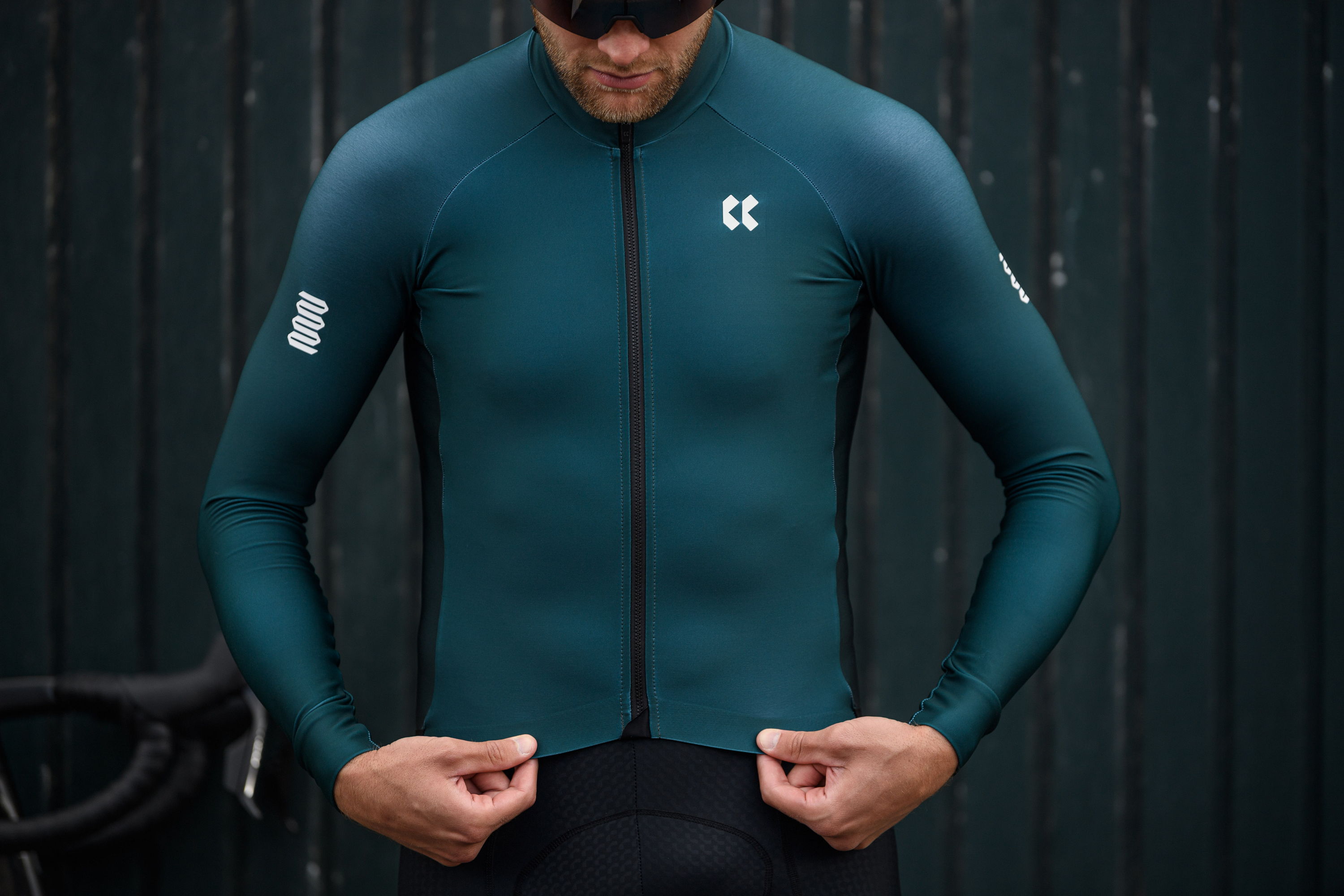 Heren fietsshirt lange mouwen TEMPS | PASSION Z6 Bottle Green | Kalas